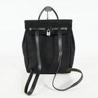 Hermes Herbag Ado Backpack 30cm Black Canvas Leather Used Auth 09E125940011