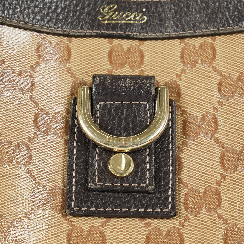Gucci Abbey Tote Bag Beige GG Canvas Leather Shoulder Bag Vintage 09M032266016