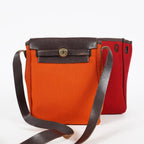 Hermes Herbag TPM Toile Canvas Leather Orange 2way Handbag Bag 07E275500012