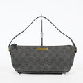 Gucci GG Canvas Boat Pochette Accessory Pouch Bag Gray Black Used 08E012530012