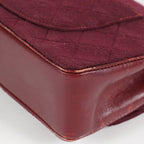 CHANEL Matelasse Double Flap 25 Shoulder Bag Suede Burgundy Used 07E1519360027