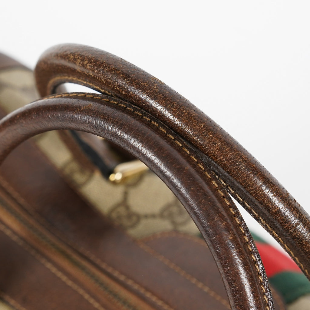 Gucci Vintage GG Supreme Sherry Line Mini Boston Bag Beige Leather 07E052640017
