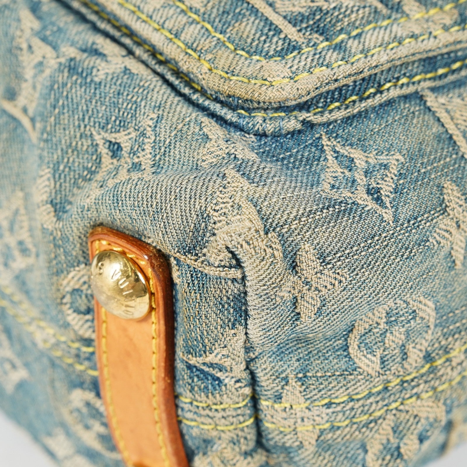 Louis Vuitton M95049 Monogram Denim Baggy Shoulder Bag Blue Used 07E019570019