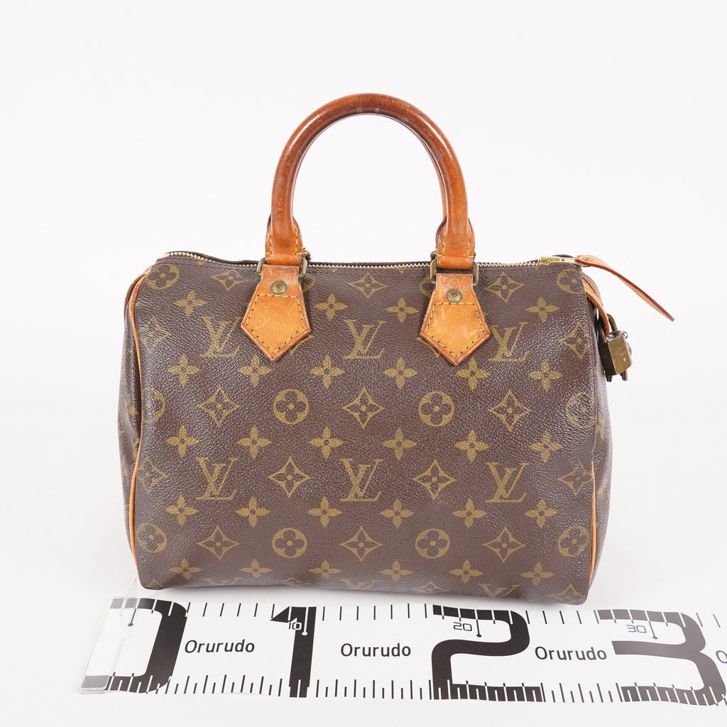 Louis Vuitton Speedy 25 M41528 Monogram Canvas Boston Handbag Brown 07E057150004