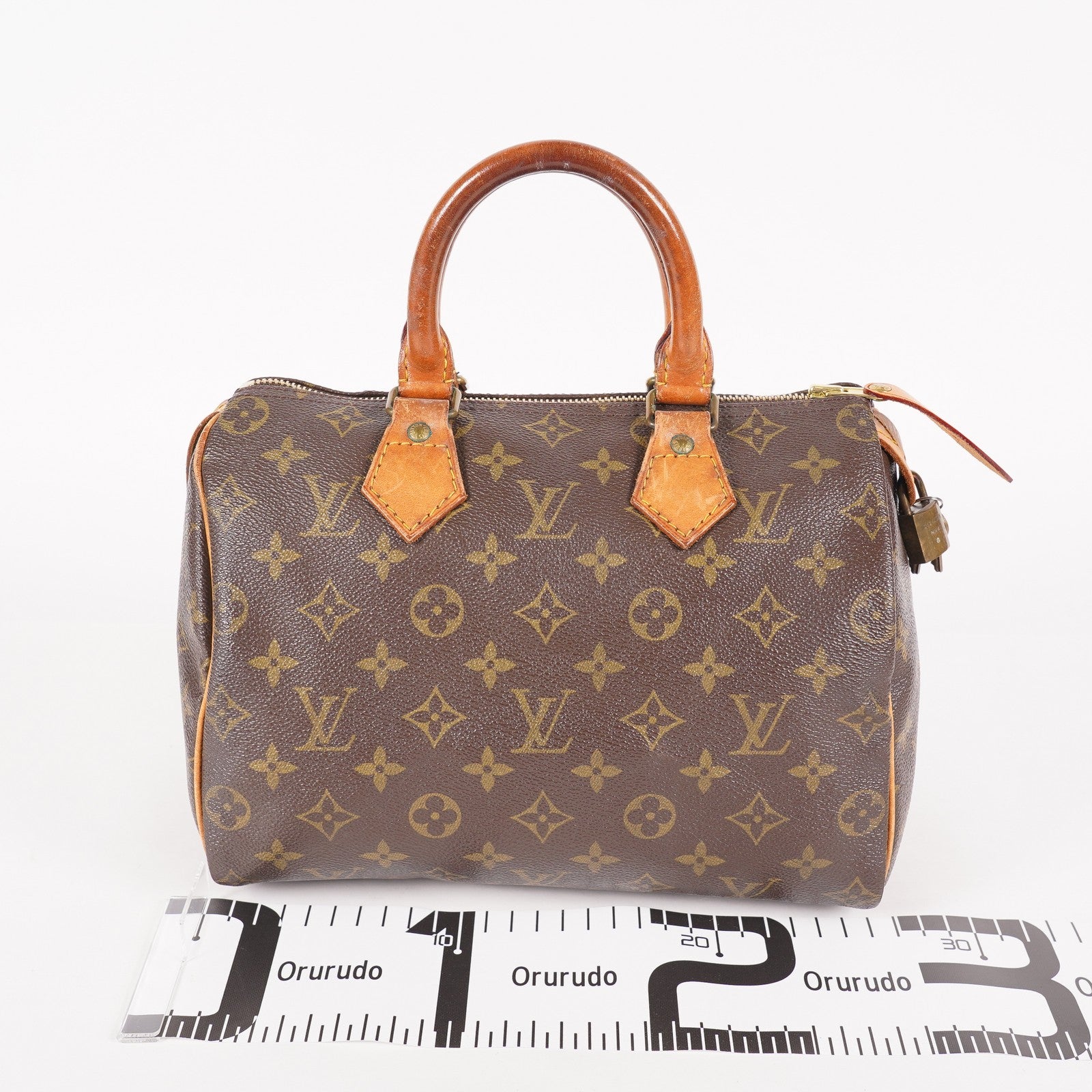 Louis Vuitton Speedy 25 M41528 Monogram Canvas Boston Handbag Brown 07E057150004