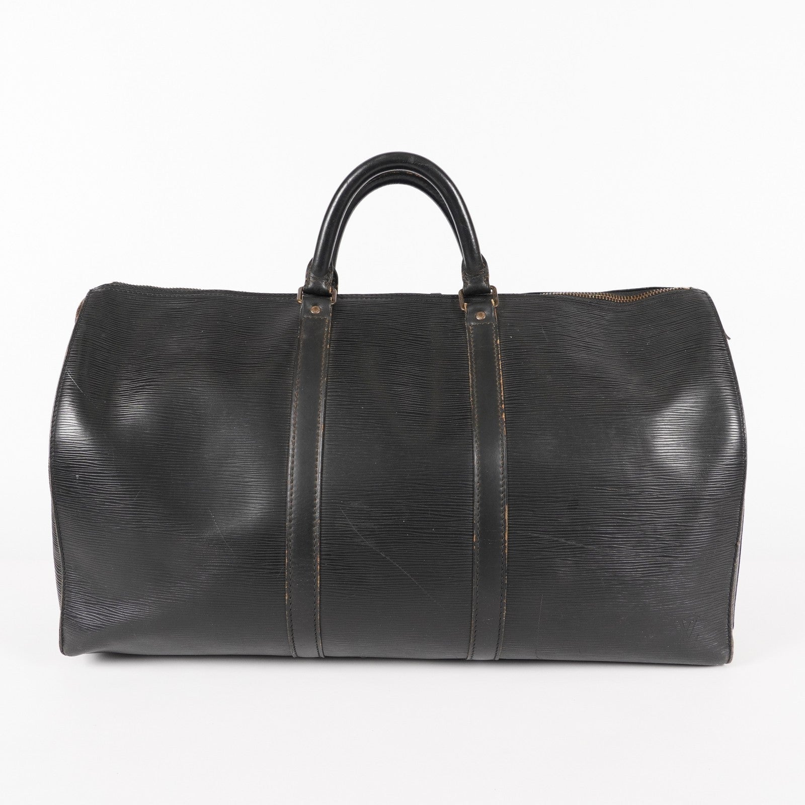 LOUIS VUITTON Epi Keepall 50 Boston Bag Black M42962 LV Auth 05E173960016