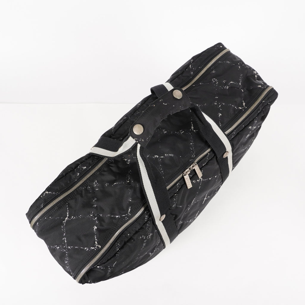 CHANEL Travel line Boston bag black Nylon canvas Women vintage 05E522750016