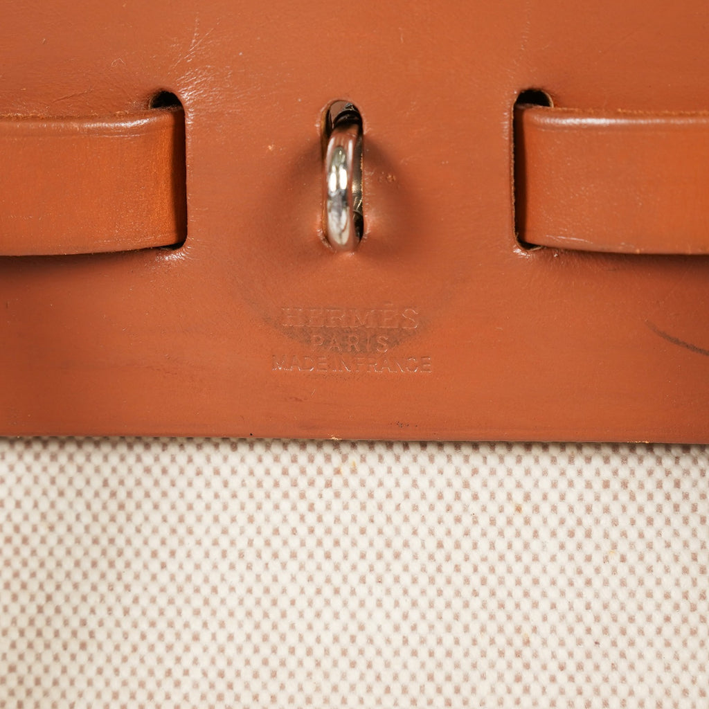 Hermes Herbag Ado PM Used Beige Canvas Brown Leather 2WAY Backpack 07A325834431
