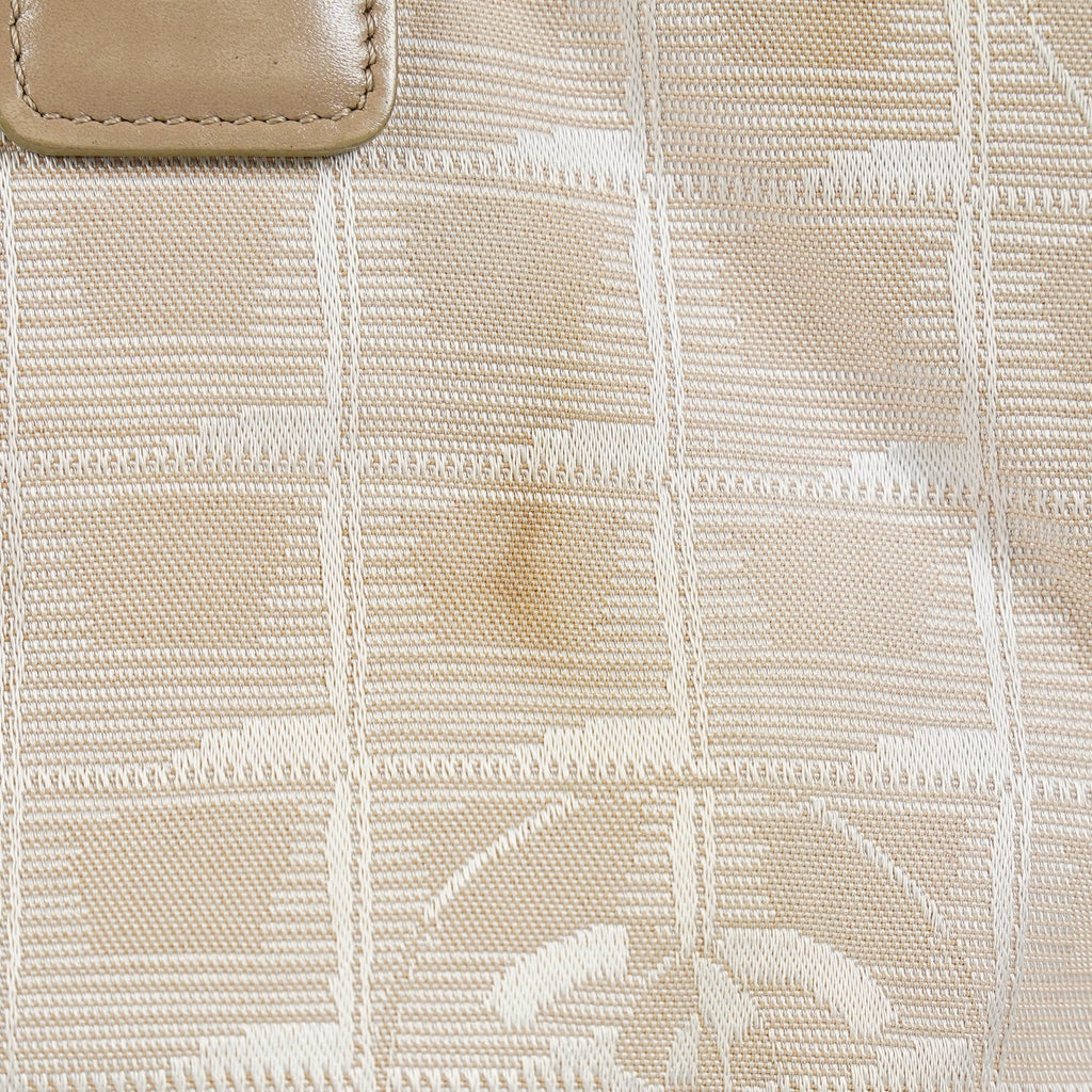 Chanel Travel Line Tote Bag Beige Nylon Leather Used Handbag 09M351246308