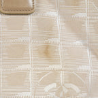 Chanel Travel Line Tote Bag Beige Nylon Leather Used Handbag 09M351246308