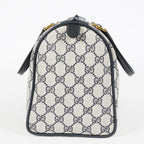 Gucci Sherry Line GG Supreme Boston Bag Navy Canvas Hand Bag Used 07E182860015