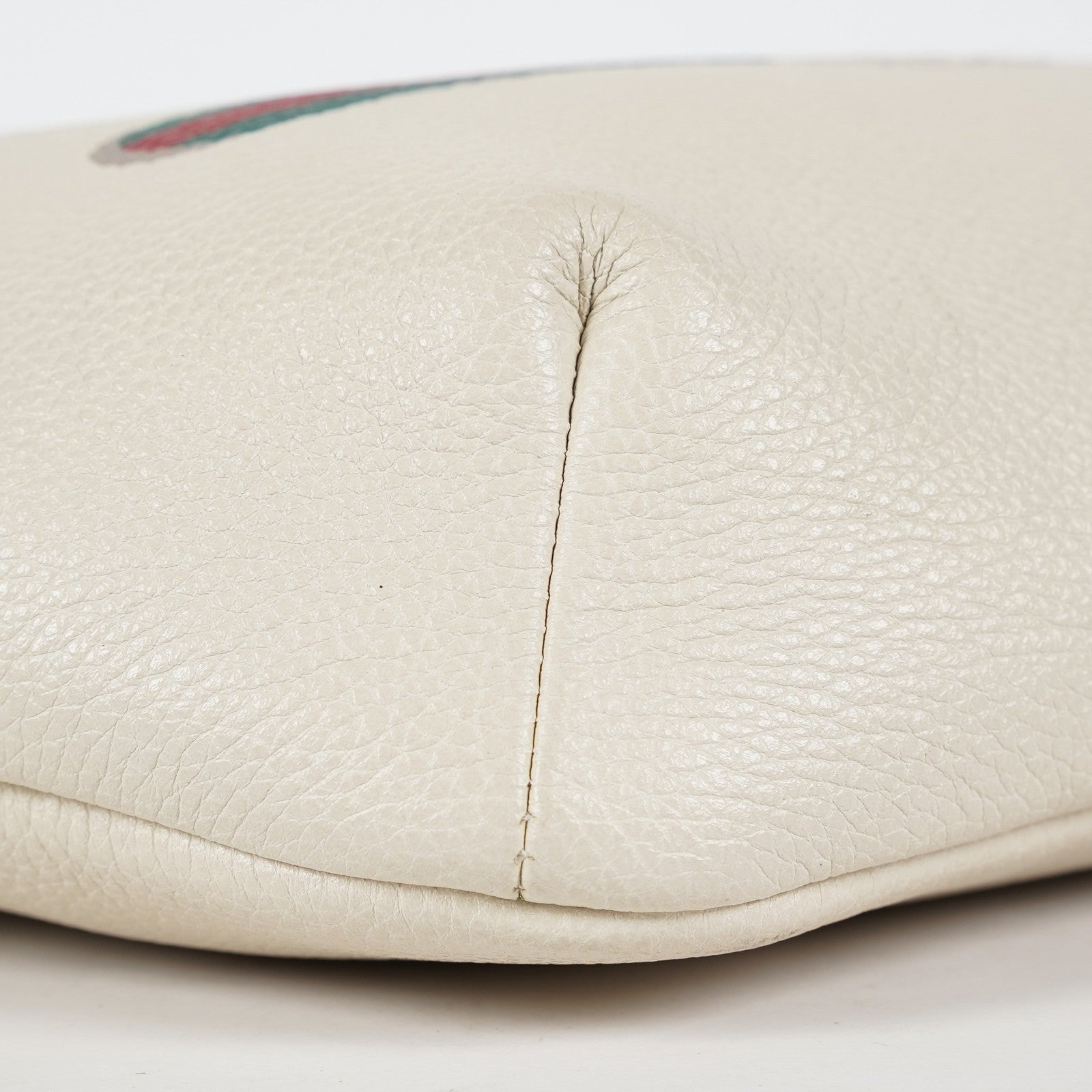 Gucci Print Belt Bag White Leather Waist Bag Web Strap Used 530412 07E013850017