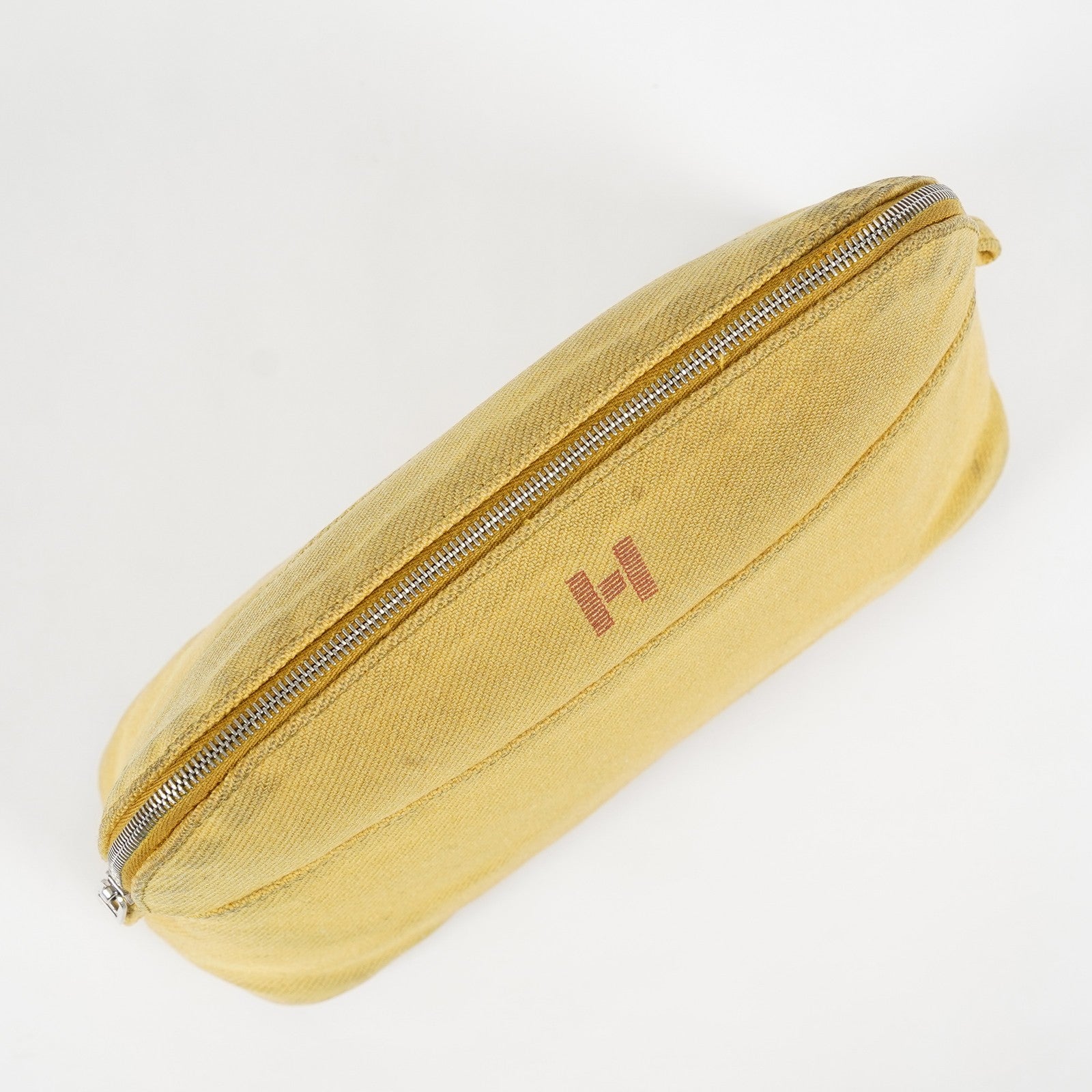 Hermes Bolide Pouch 20 Mini Yellow Cotton Canvas Cosmetic Pouch Used 07E24495009