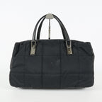 Chanel Chocolate Bar Nylon Mini Boston Bag 35cm Black Silver HW 07E314180008