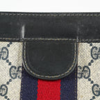 Gucci GG Supreme Clutch Bag 29cm Navy Canvas Leather Used Auth 09E20935010