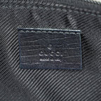 Gucci GG Canvas Boat Pochette 22cm Black Leather Trim Vintage Used 07E022310029