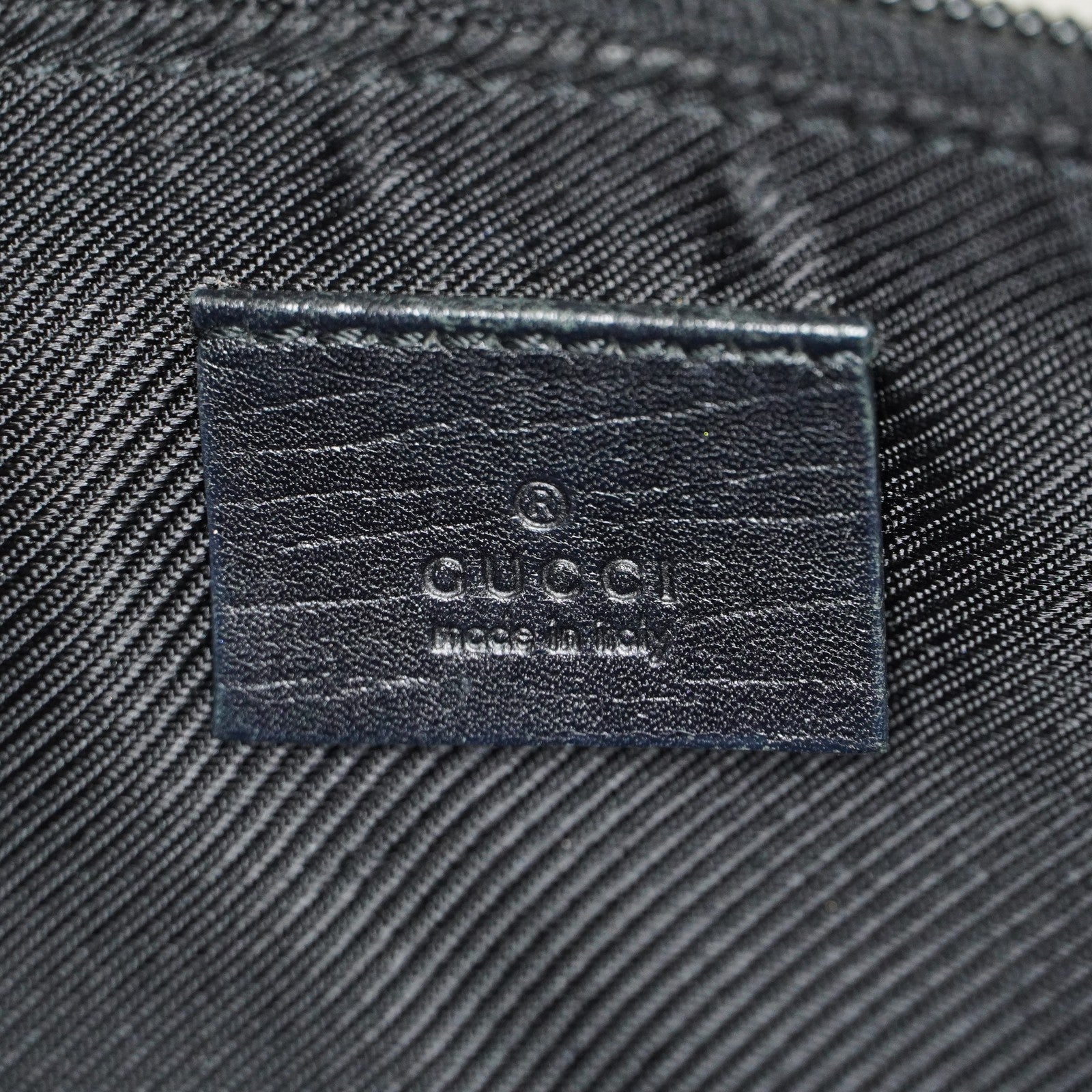 Gucci GG Canvas Boat Pochette 22cm Black Leather Trim Vintage Used 07E022310029