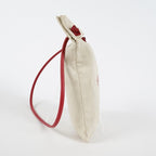 Hermes Aline Mini Beige Canvas Red Leather Shoulder Bag Used 08E082090008