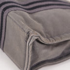 Hermes Fourre-Tout PM Tote Bag Gray Canvas Black Stripe Used Vintage 06E01825030