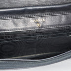 Chanel Coco Mark Shoulder Chain Wallet Black Women's Enamel vintage 05E294730016