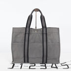 Hermes Fourre-Tout GM Gray Black Canvas Tote Bag Purse Used Vintage 08E11825007