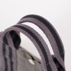 Hermes Fourre-Tout PM Tote Bag Gray Canvas Black Stripe Used Vintage 06E01825030