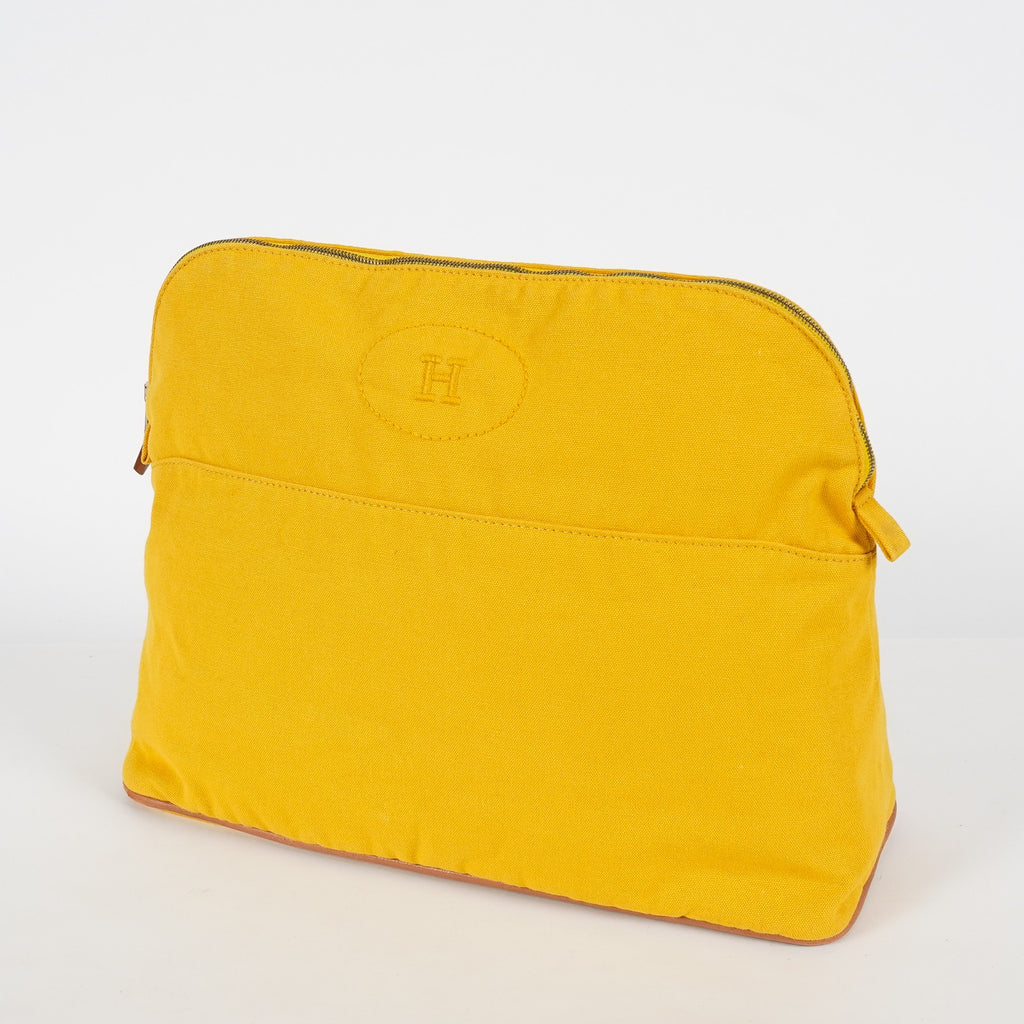 Hermes Bolide Pouch 31 Yellow Canvas Case Accessory Pouch Used 08E11715024