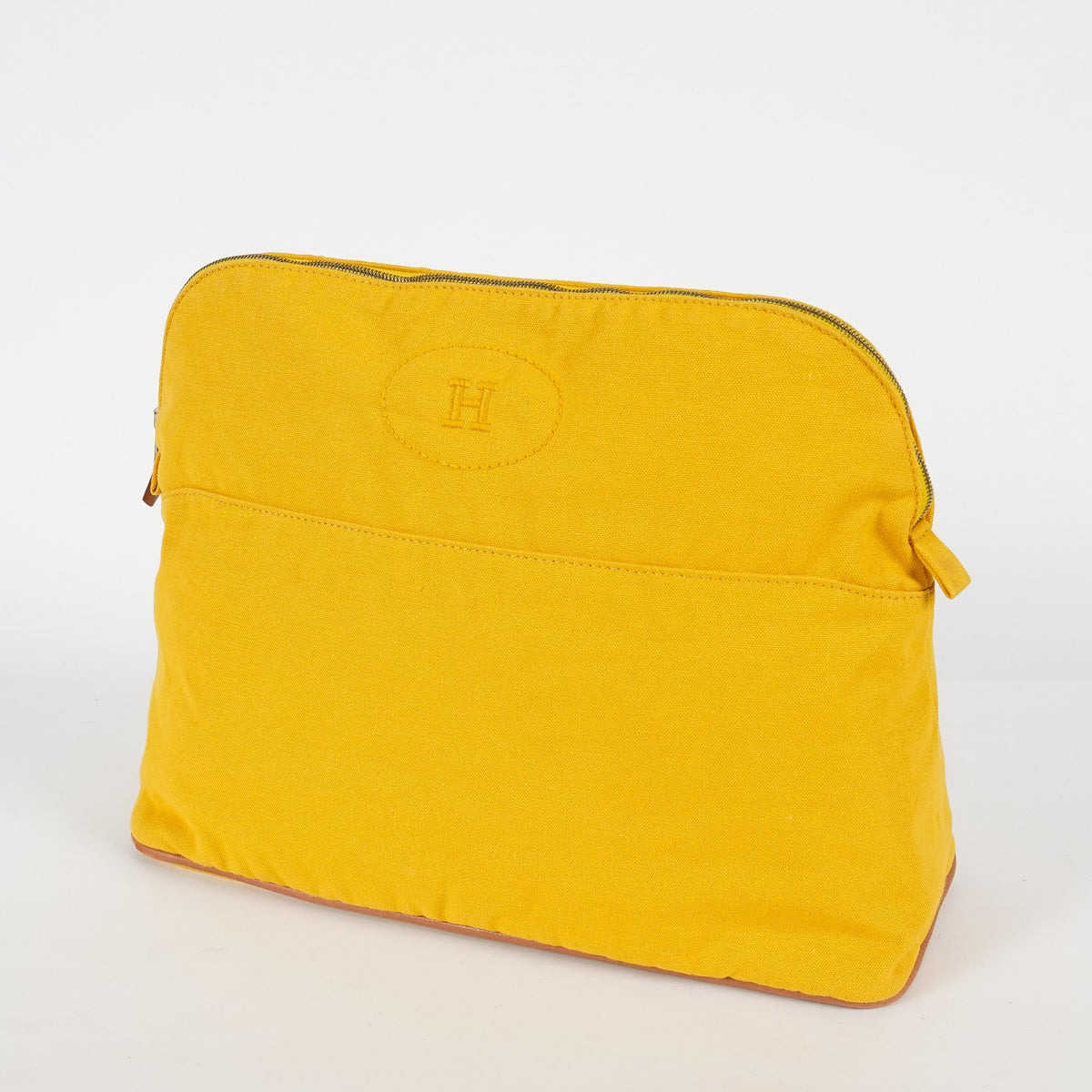 Hermes Bolide Pouch 31 Yellow Canvas Case Accessory Pouch Used 08E11715024