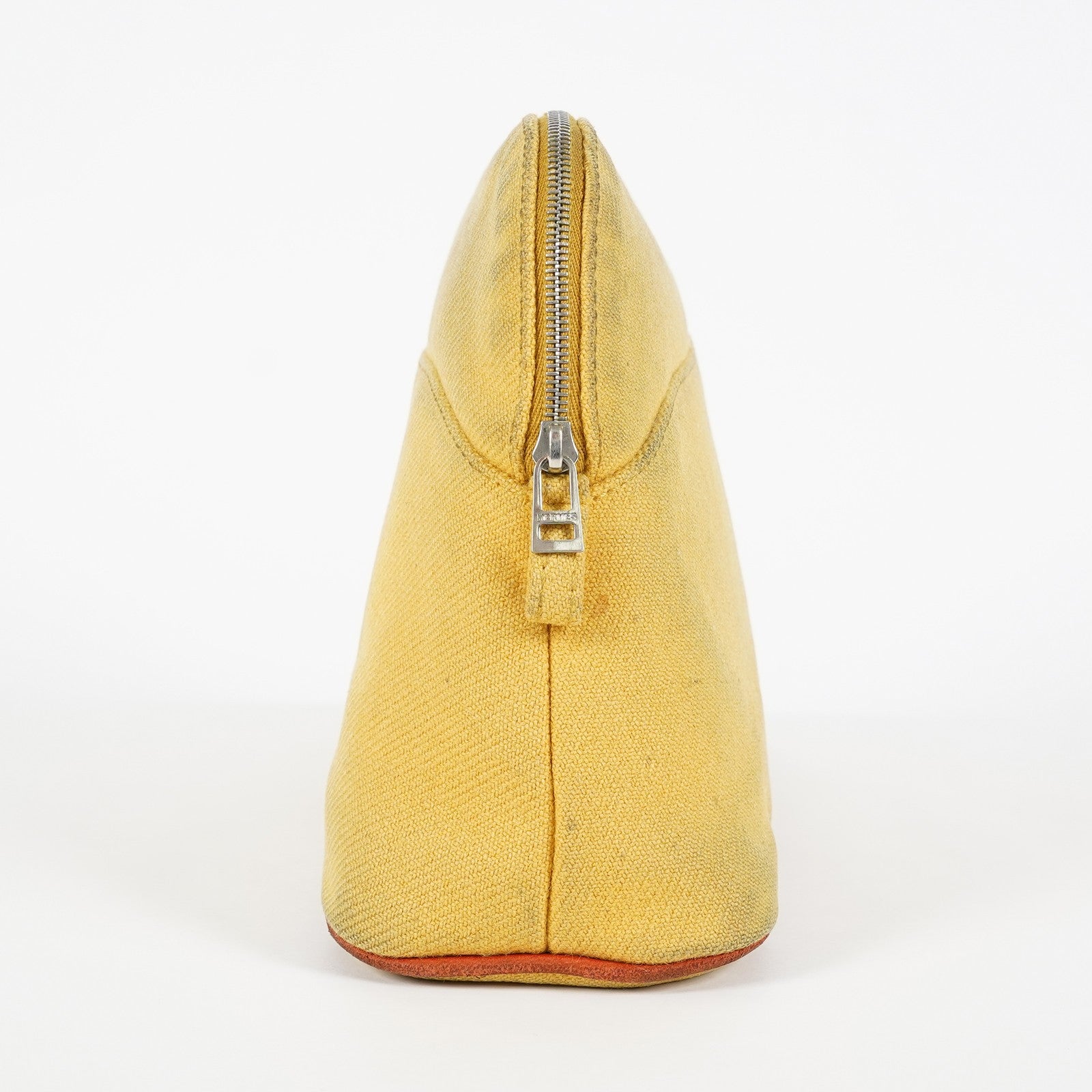 Hermes Bolide Pouch 20 Mini Yellow Cotton Canvas Cosmetic Pouch Used 07E24495009