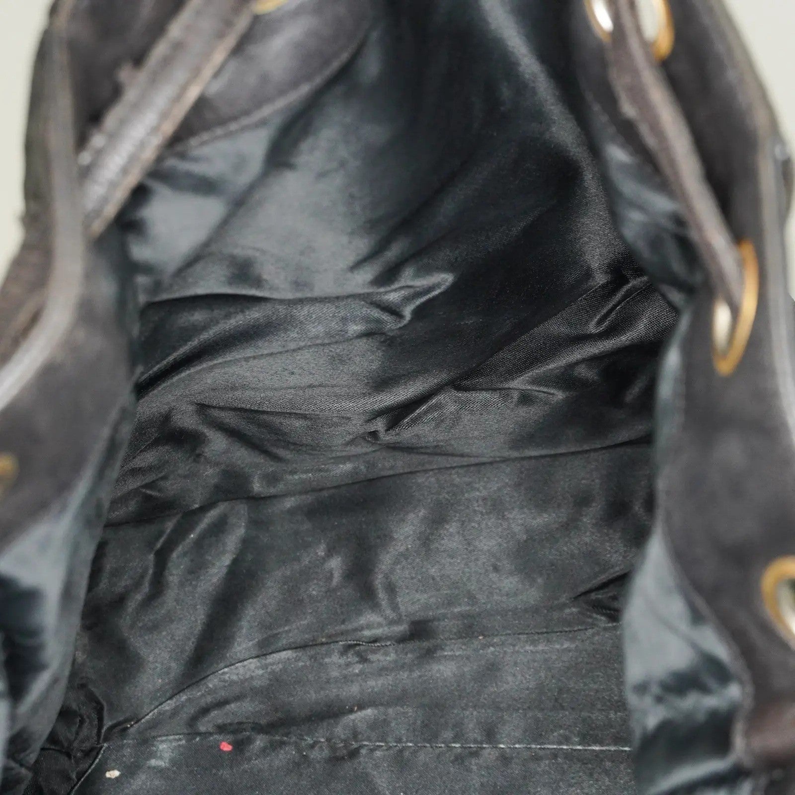 CHANEL Vintage CC Black Leather Drawstring Shoulder Bag 26cm Used 07E118580027