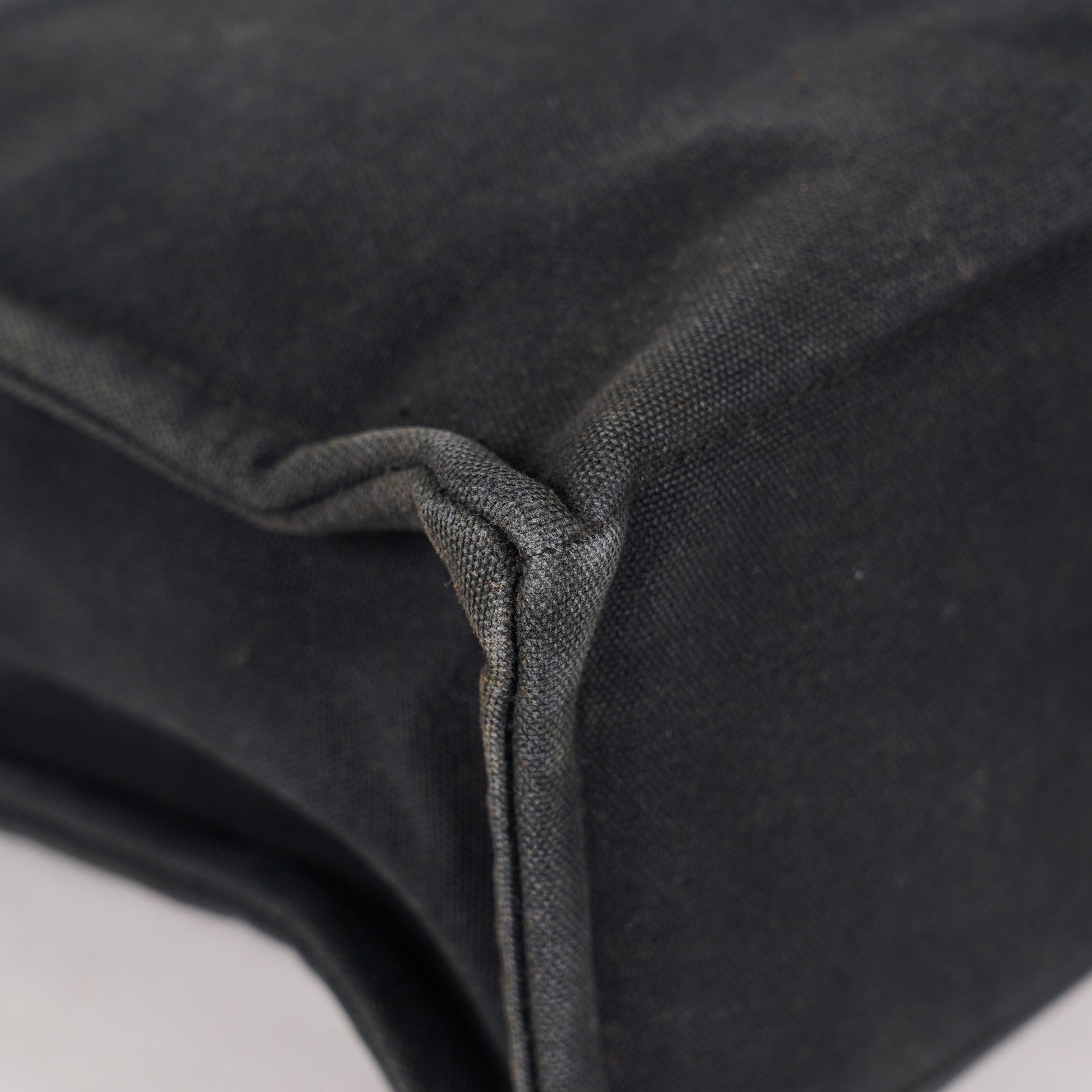 HERMES Fourre-Tout MM Black Canvas Tote Bag Hand Bag Purse Used 07A08605005