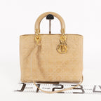 Christian Dior Vintage Lady Bag Cannage Quilt Nylon Medium beige 02A083946805