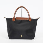 Longchamp Le Pliage Top Handle Tote Bag Black Nylon Leather M Used 08A261045003