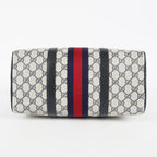 Gucci Vintage GG Supreme Sherry Web Mini Boston Bag Navy Leather 07E043410017