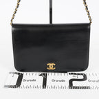 Chanel Calfskin Flap Chain Shoulder Bag 25cm Black Used Vintage CC 08E1011440006