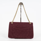 CHANEL Matelasse Double Flap 25 Shoulder Bag Suede Burgundy Used 07E1519360027