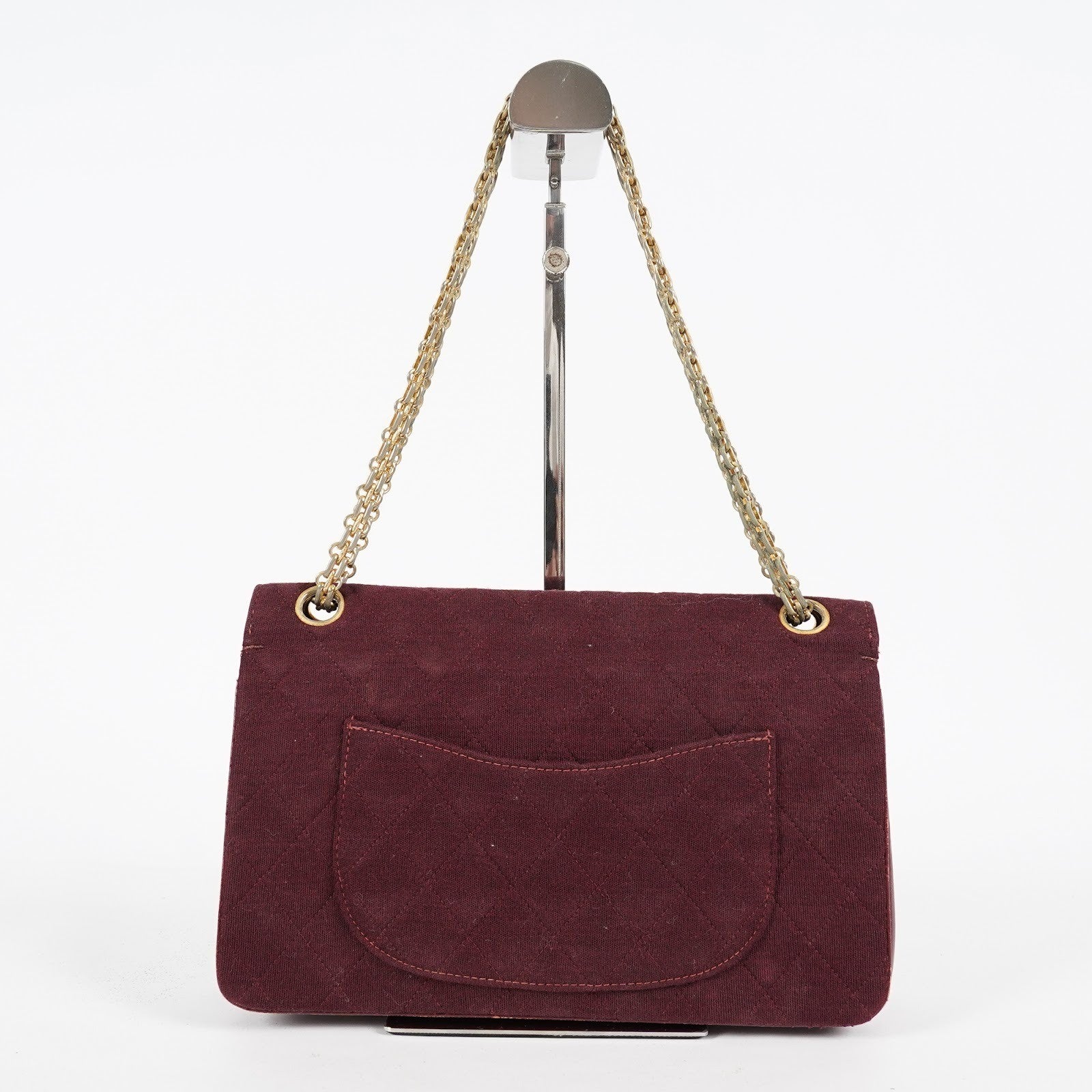 CHANEL Matelasse Double Flap 25 Shoulder Bag Suede Burgundy Used 07E1519360027
