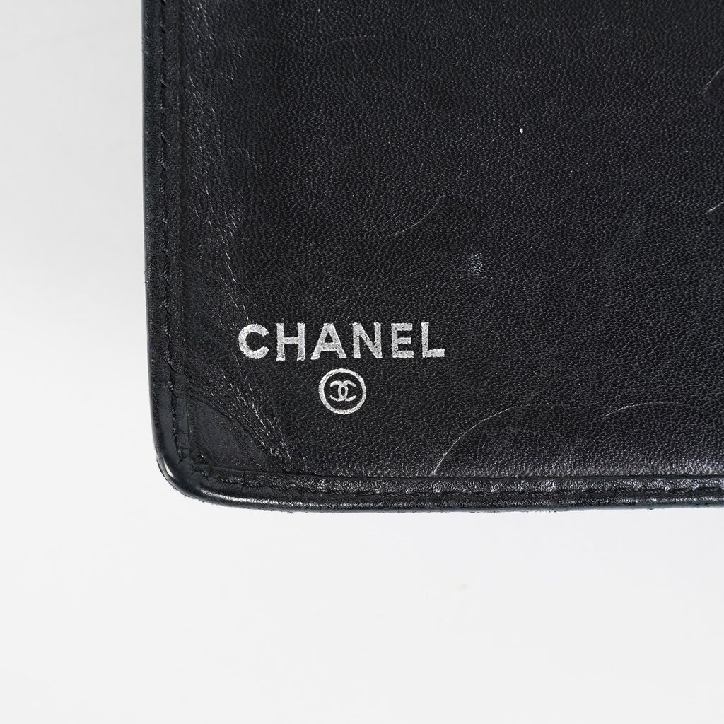 Chanel Cambon Long Wallet 19cm Black Quilted Lambskin Bifold Used 08E011760008