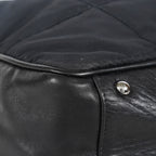 CHANEL Chocolate Bar Nylon Mini Boston Handbag Black Silver HW Used 07E314180008