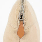 Hermes Bolide Pouch 21 Beige Canvas Leather Cosmetic Pouch Used 08E23495007