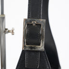 Gucci GG Canvas Shoulder Bag 30cm Black Leather Trim Vintage Used 07E263740009
