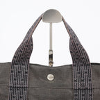 HERMES Herline Tote MM Gray H Pattern Canvas Handbag Authentic 08E35825010