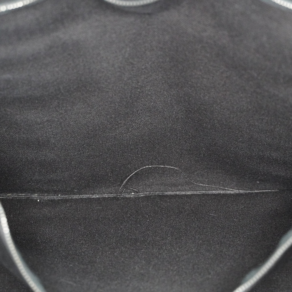 Hermes Fourre-Tout MM Black Canvas Leather Tote Bag Used Auth 09E02825011