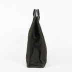 Hermes Fourre-Tout MM Black Canvas Leather Tote Bag Used Auth 09E02825011