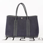 Authentic Hermes Garden Party MM Canvas Leather Tote Bag  02E056820003