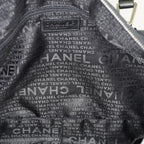 CHANEL Chocolate Bar Nylon Mini Boston Handbag Black Silver HW Used 07E314180008