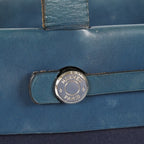 Hermes Herbag Cabas MM Navy Canvas Blue Leather Tote Hand Bag Used 08E043960012