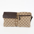 Gucci GG Canvas Waist Bag Belt Bag Beige Brown Leather Used Vintage 08A132516803