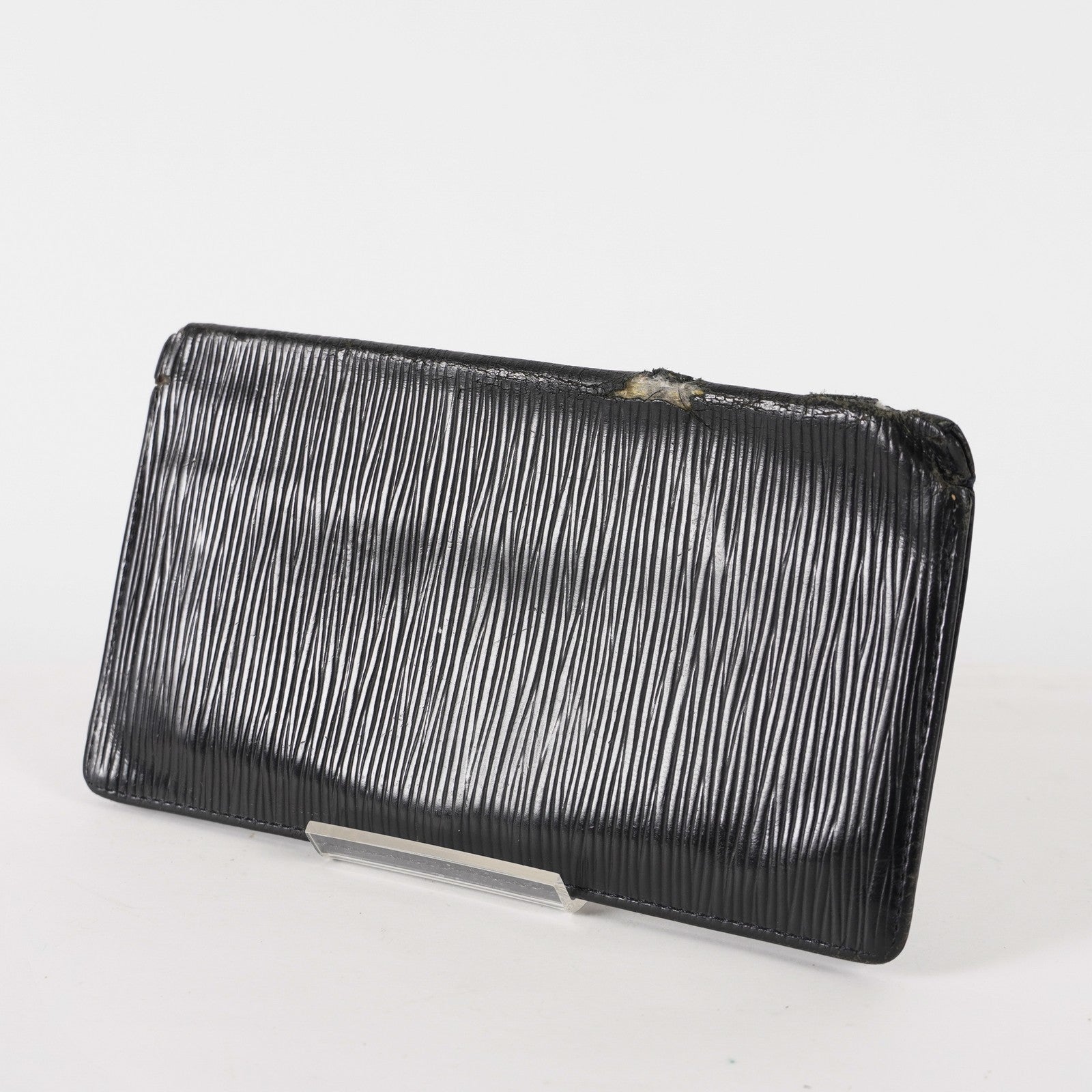 Louis Vuitton LV Long Wallet Portefeuille Brazza M63382 Black Epi Auth XY214