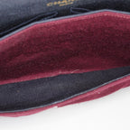 CHANEL Matelasse Double Flap 25 Shoulder Bag Suede Burgundy Used 07E1519360027